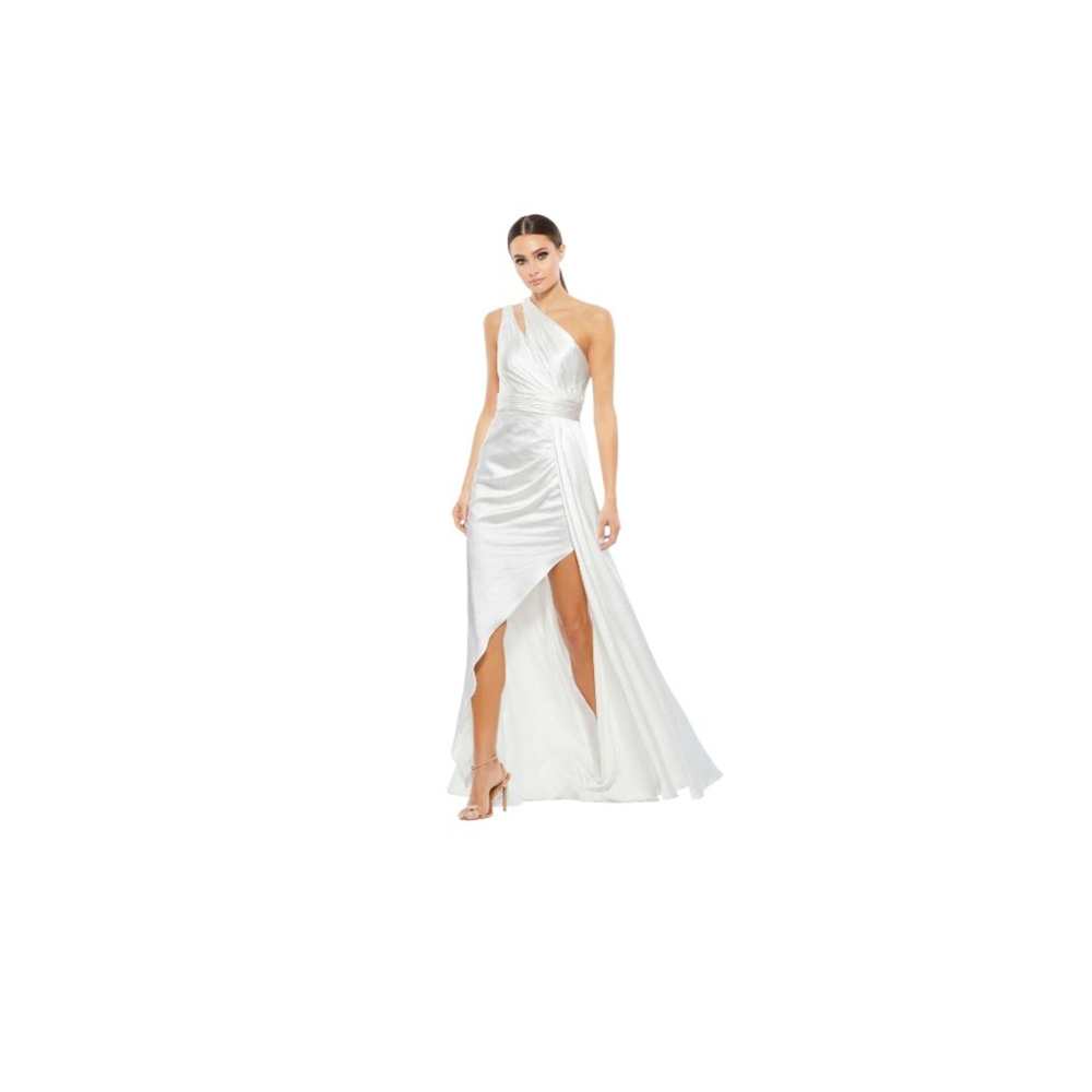 Mac Duggal One Shoulder Dress Size 6 White